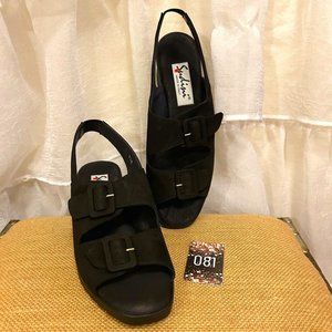 NIB Sudini Commit Black Nubuck Two Buckle Sandals 7.5 M